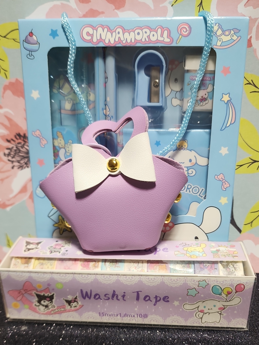 Lilac Mini Bow Handbag Charm - White Bow Accent